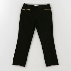 Calvin Klein Modern Essentials Black Stretchy Pants Size 6 Gold Zipper Detailing